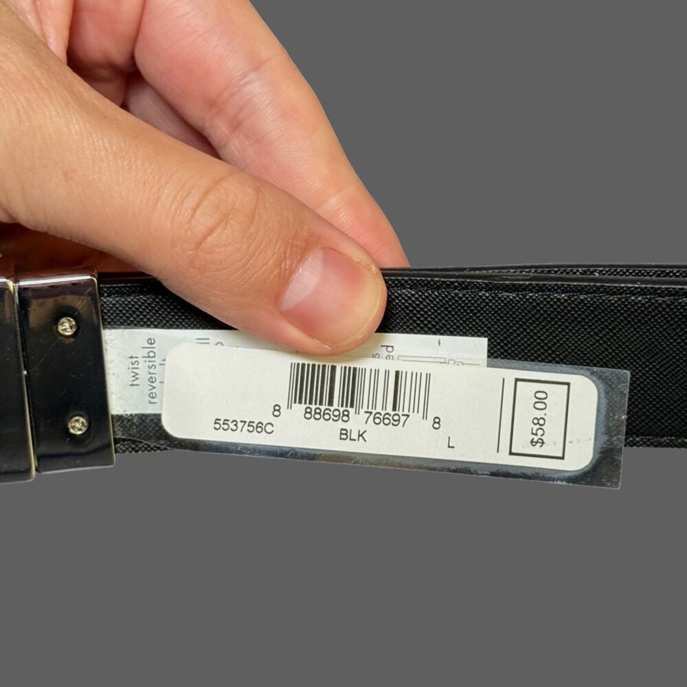 Michael Kors Women's Monogram Reversible Twist Belt Black L - Picture 3 of 6